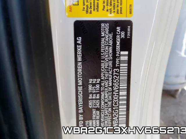 WBA2G1C3XHV665273 фото 2