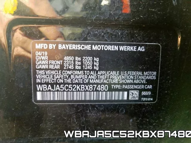 WBAJA5C52KBX87480 фото 2