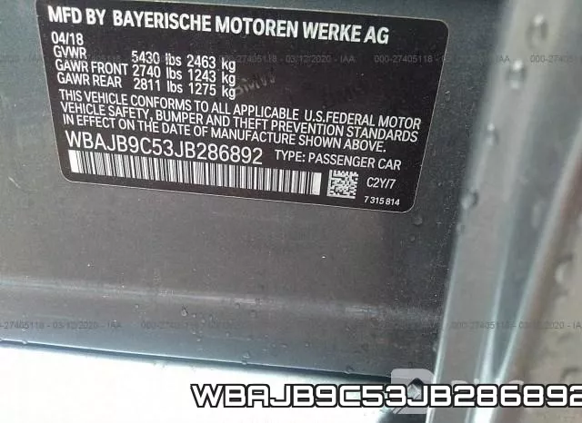 WBAJB9C53JB286892 фото 10