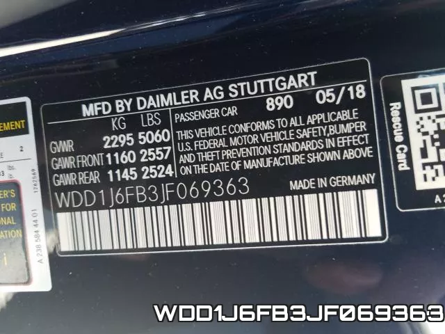 WDD1J6FB3JF069363 фото 2