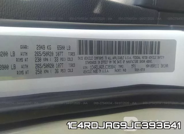 1C4RDJAG9JC393641 фото 10