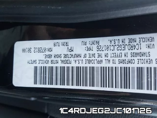 1C4RDJEG2JC101726 фото 2