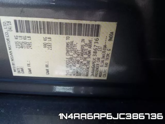 1N4AA6AP6JC386736 фото 2