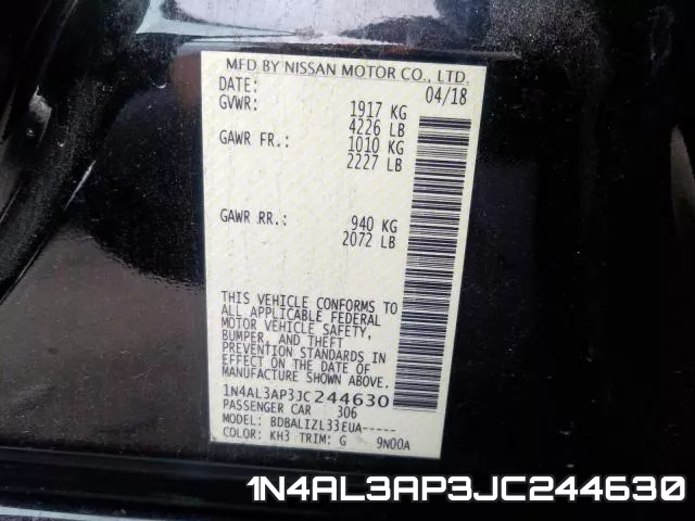 1N4AL3AP3JC244630 фото 2