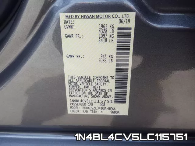 1N4BL4CV5LC115751 фото 2