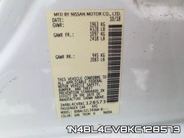 1N4BL4CV8KC128573 фото 2
