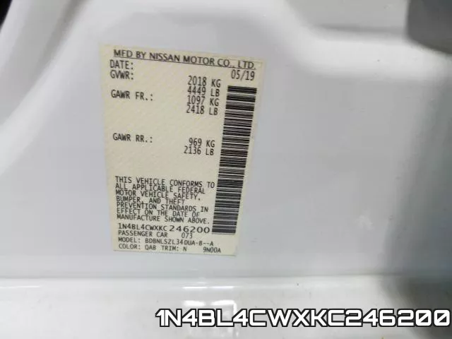 1N4BL4CWXKC246200 фото 2