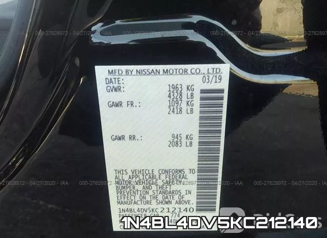 1N4BL4DV5KC212140 фото 10