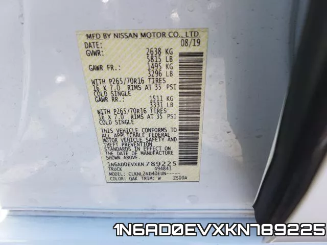 1N6AD0EVXKN789225 фото 2
