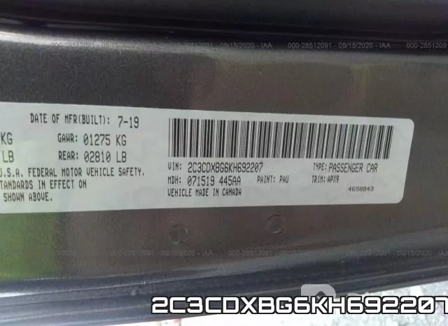 2C3CDXBG6KH692207 фото 10