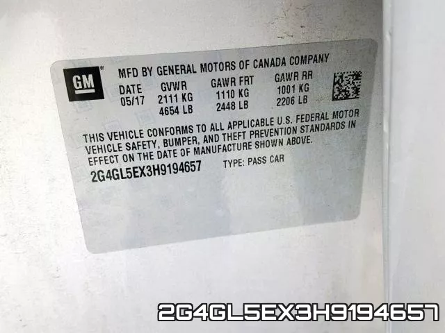 2G4GL5EX3H9194657 фото 2