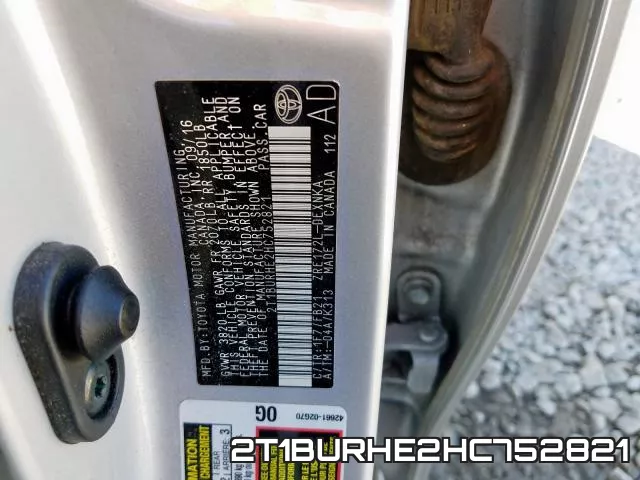 2T1BURHE2HC752821 фото 2