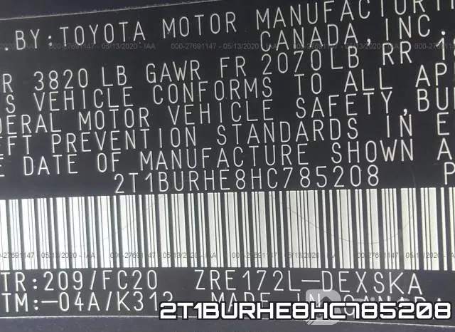 2T1BURHE8HC785208 фото 10