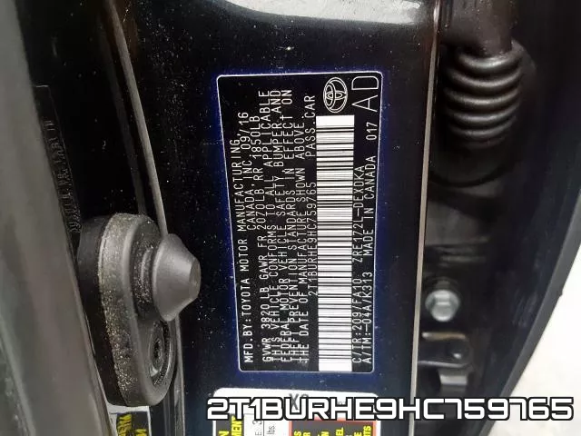 2T1BURHE9HC759765 фото 2