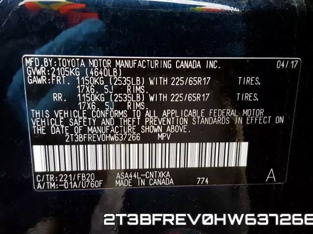 2T3BFREV0HW637266 фото 2