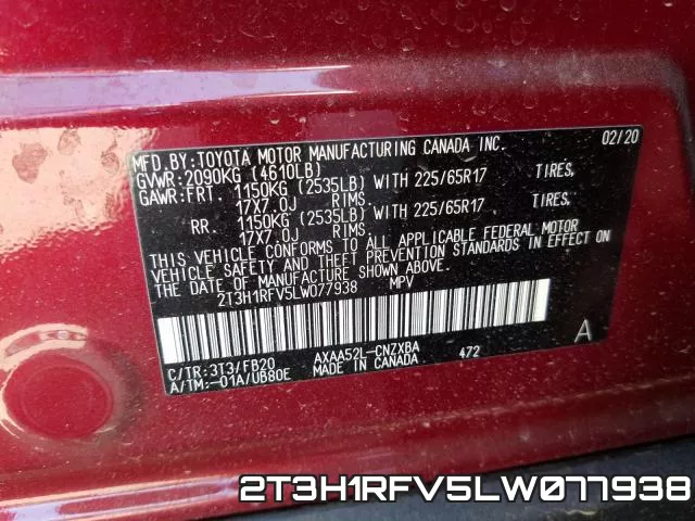 2T3H1RFV5LW077938 фото 2