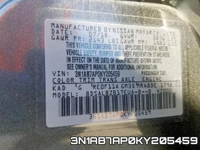 3N1AB7AP0KY205459 фото 2