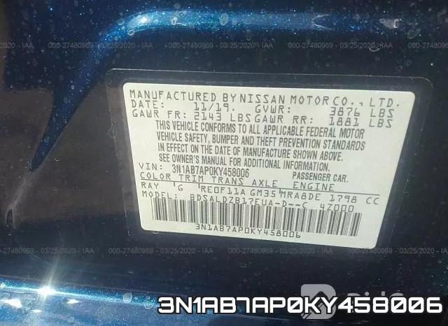 3N1AB7AP0KY458006 фото 10