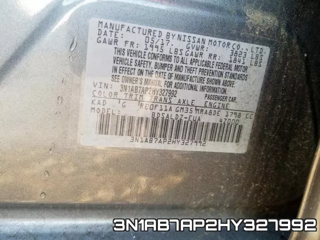 3N1AB7AP2HY327992 фото 2