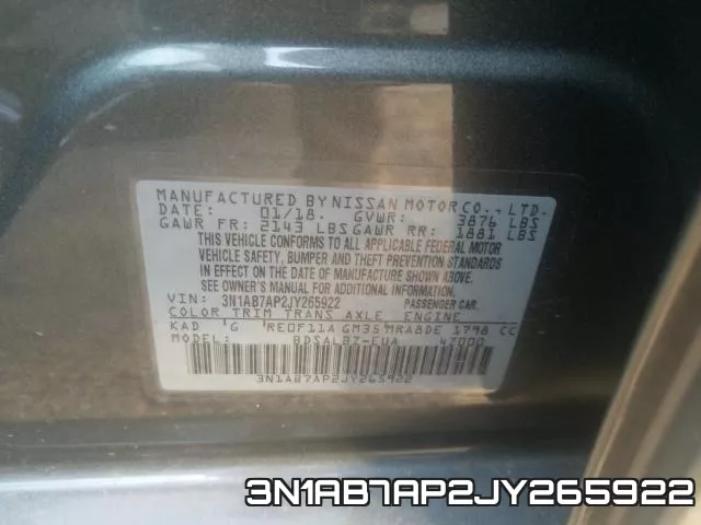 3N1AB7AP2JY265922 фото 2