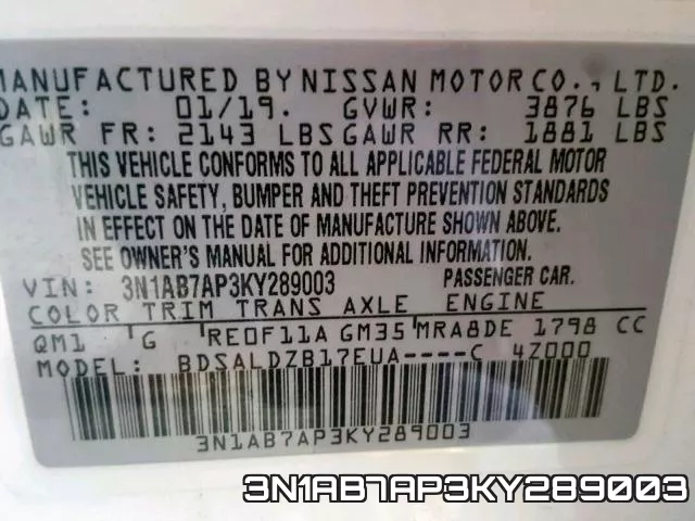 3N1AB7AP3KY289003 фото 2