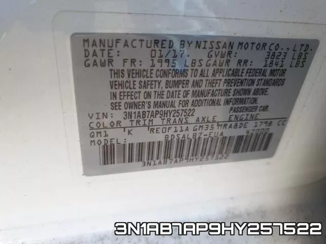 3N1AB7AP9HY257522 фото 2