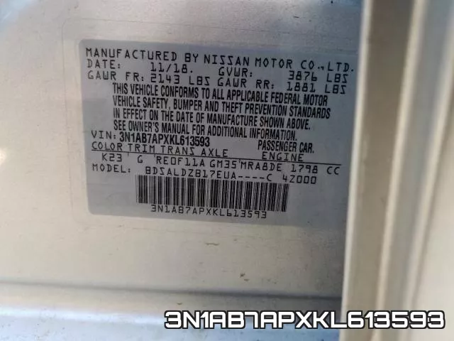 3N1AB7APXKL613593 фото 2