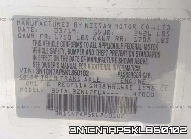 3N1CN7AP5KL860102 фото 10