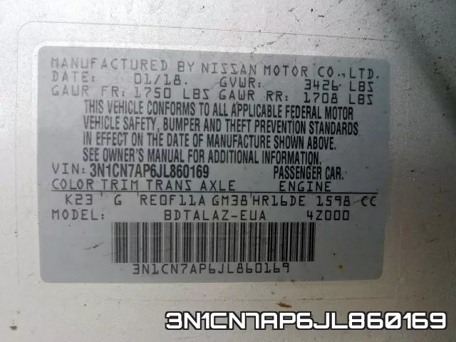 3N1CN7AP6JL860169 фото 2
