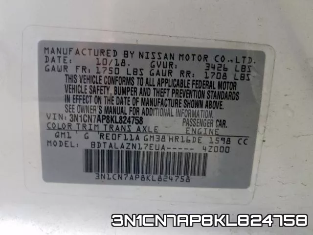 3N1CN7AP8KL824758 фото 2