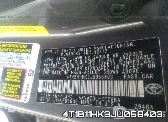 4T1B11HK3JU058403 фото 10