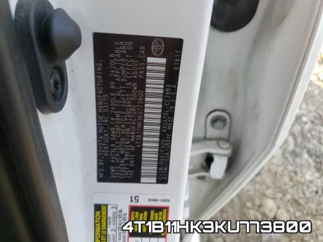 4T1B11HK3KU773800 фото 2