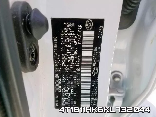 4T1B11HK6KU732044 фото 2