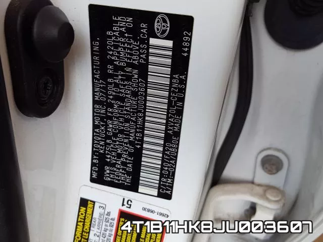 4T1B11HK8JU003607 фото 2
