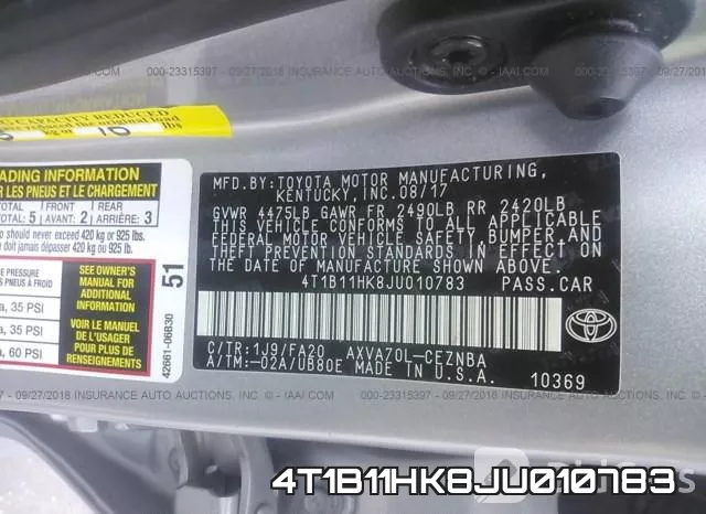 4T1B11HK8JU010783 фото 10
