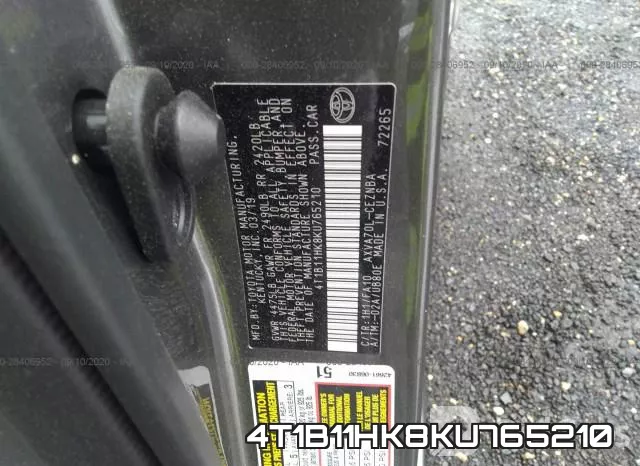 4T1B11HK8KU765210 фото 10