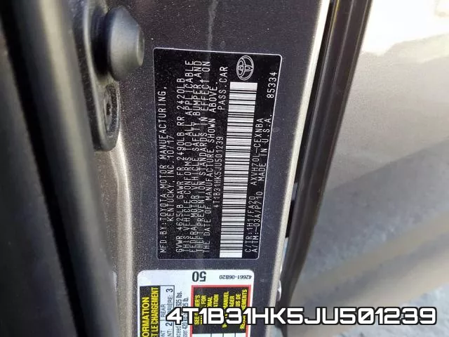 4T1B31HK5JU501239 фото 2