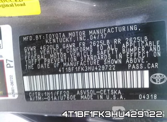 4T1BF1FK3HU429722 фото 10