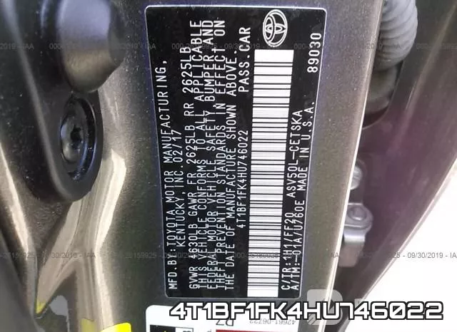 4T1BF1FK4HU746022 фото 10