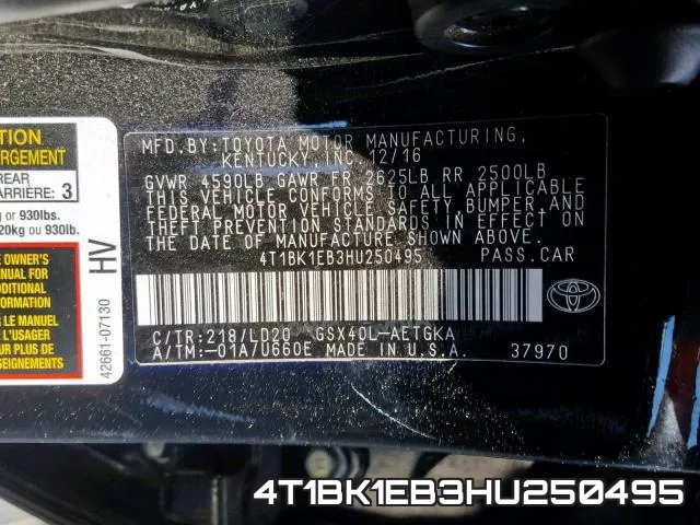 4T1BK1EB3HU250495 фото 2