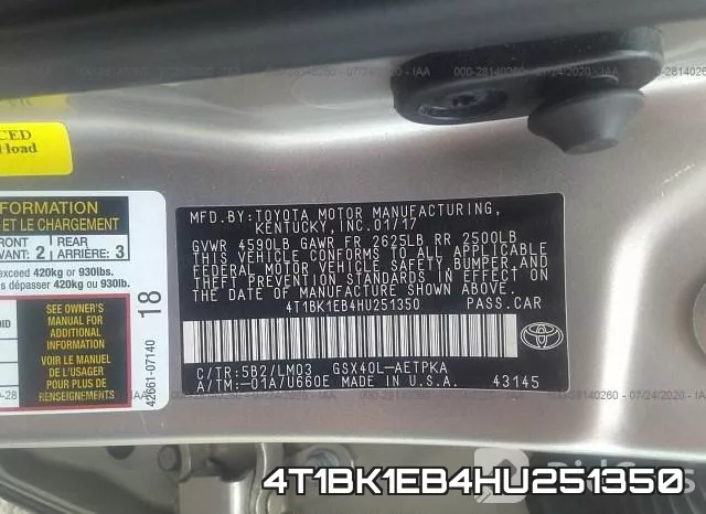 4T1BK1EB4HU251350 фото 10