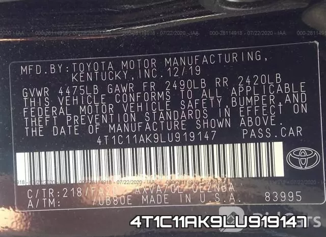 4T1C11AK9LU919147 фото 10