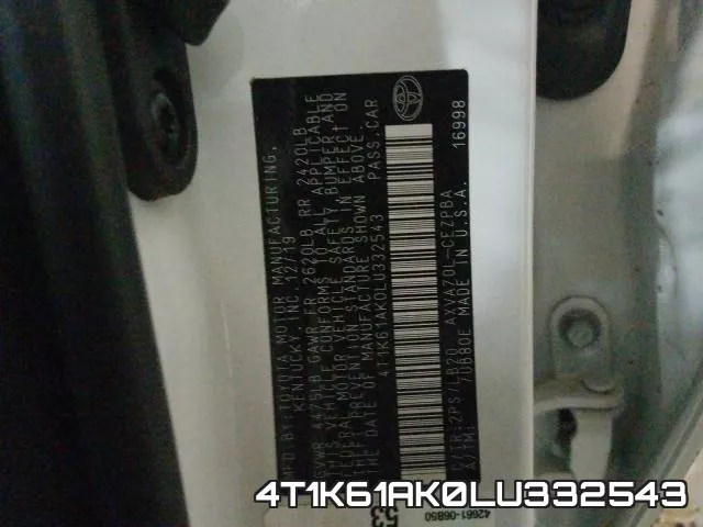 4T1K61AK0LU332543 фото 2