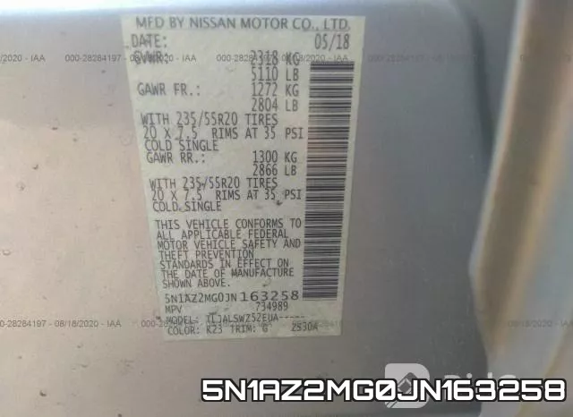 5N1AZ2MG0JN163258 фото 10