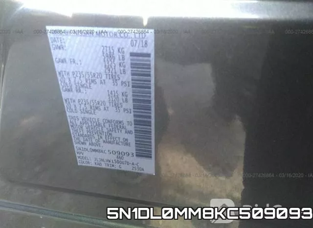 5N1DL0MM8KC509093 фото 10