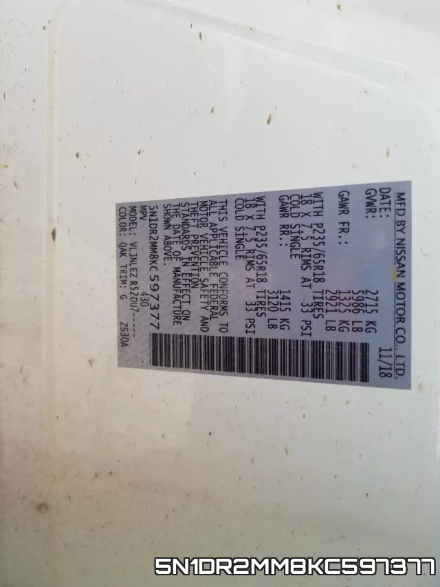 5N1DR2MM8KC597377 фото 2