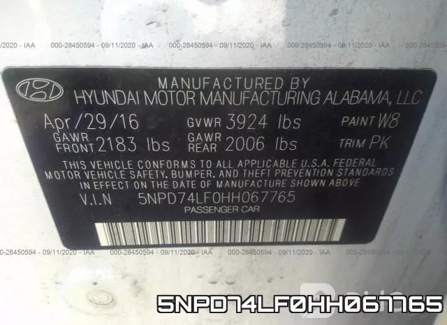 5NPD74LF0HH067765 фото 10