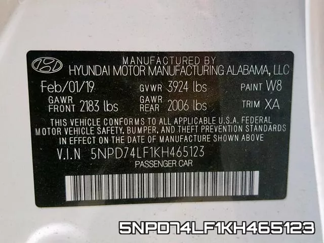 5NPD74LF1KH465123 фото 2
