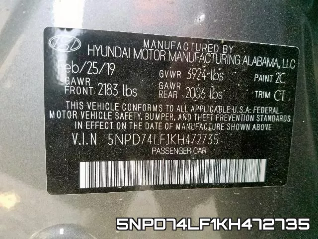 5NPD74LF1KH472735 фото 2