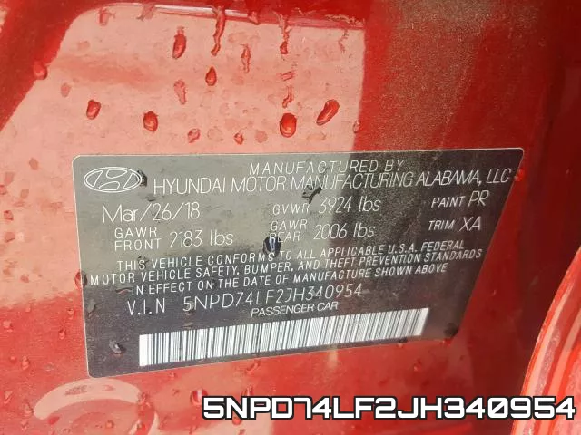 5NPD74LF2JH340954 фото 2